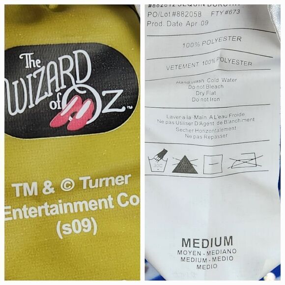 🩵Wizard of Oz Sequin Dorothy Wig & Costume Youth Medium 8-10 - Picture 14 of 15